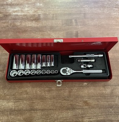 Proto 21pc 3/8'' Drive Fractional Socket Set 52134 Ratchet Extensions Sockets