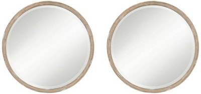 Uttermost Greta Faux Wood 34'' Round Wall Mirrors Set of 2