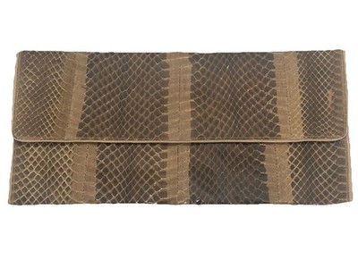 Designer Anna Valentine hellbraune exotische Schlangenleder Wasserschlange Clutch Tasche Handtasche