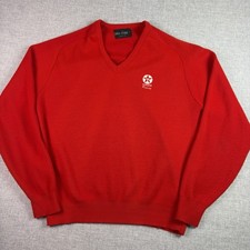 Vintage Texaco Racing Red V Neck Pine State Sweater Large Made In USA