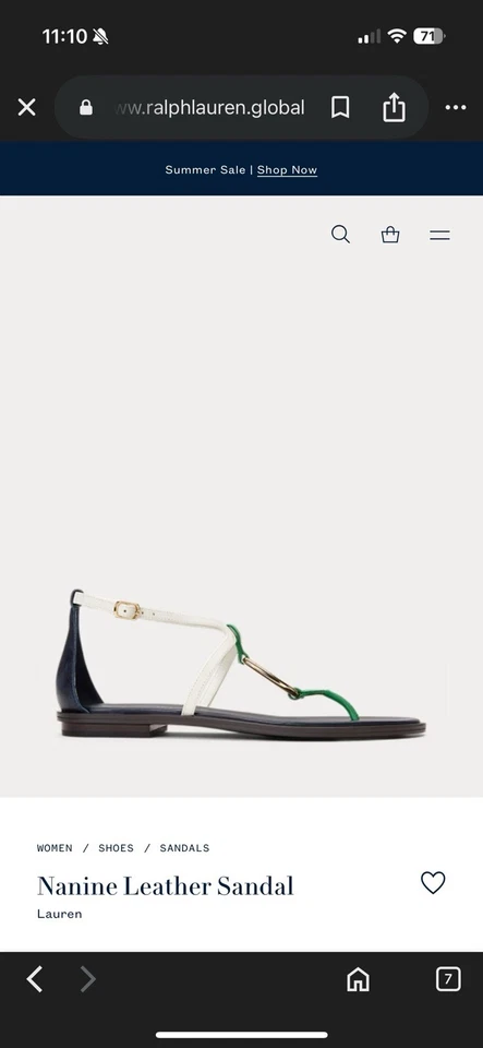 Sandalias Ralph Lauren para mujer con correa de cuero Nanine bloque de color con acento dorado 6 Foto 2 de 4