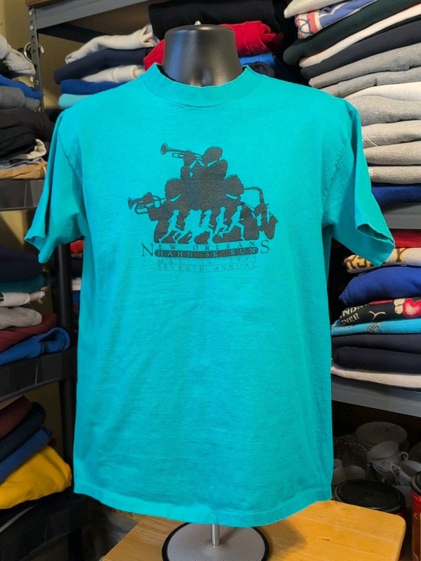 VTG 1985 Men's NEW ORLEANS 7th 5K RUN Single Stitch T-shirt. Jazz Streetwear EUC