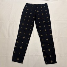 Janie  Jack Navy Gold Girls Pants Size 10 adjustable waist.