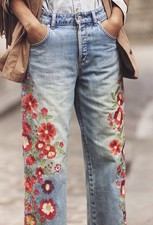Free People Willow Floral Embroidered Jeans We The Free Retrorade 25 NWT