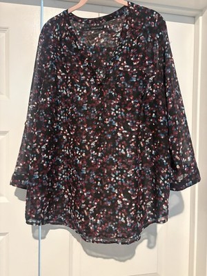 Maurices Black Multi Colored Polka Dot Sheer Blouse Women s Size 1 Plus