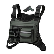 Outdoor Chest Bag For Men, EDC Chest Pack With Built-In Phone Olive New