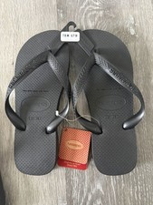 Havaianas Top Logo Pop Up Flip Flops Size 7/8 W 6/7 M Black Thong Sandals New