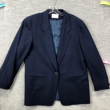 Vintage Pendleton Blazer Womens 14 Blue Wool Lined Career Jacket Made USA