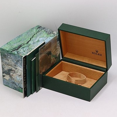 Rolex Uhrenbox Gehäuse Grün Leder Holz Booklet 68.00.02 Original