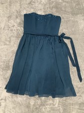 Davids Bridal Dress Womens 6 Blue Midi Mesh Fairy Grunge Babydoll Event Occasion