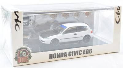 BM Creations Honda Civic EG6 - RHD - White Carbon Bonnet 1:64 Car 64B0484