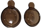 Pyrex Corning Ware Vision Amber/Brown Glass Grab It Bowls with Lids Set of 2 VTG