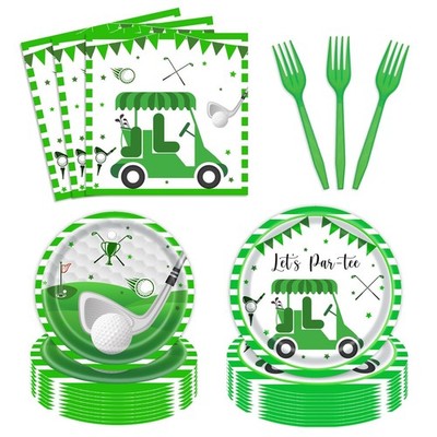 96 PCS Golf Happy Birthday Party Supplies Sport Plates Napkins 24 Guests