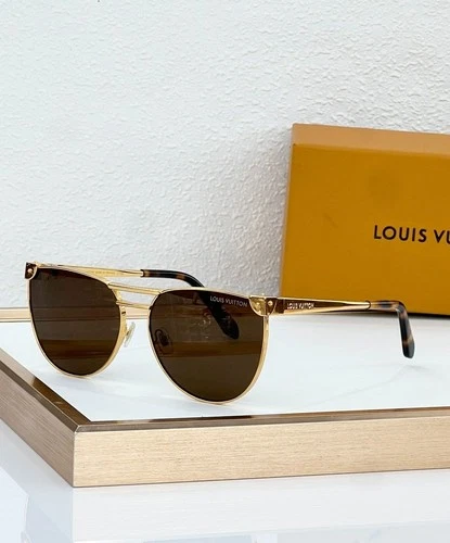LLOUISV Z7329U Aviator Sunglasses Gold Tortoise Frame Dark Brown Lens 62-16-145 - product listing photo
