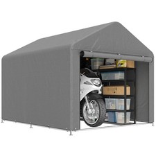 Outsunny Garage Moto 2x2.4 m Impermeabile con Porta Avvolgibile Grigio