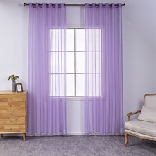 1/2PCS  high quality Voile Curtain 2 Panels Slot Top Solid Sheer Eyelet Ring