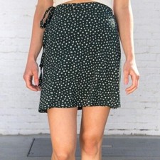 Brandy Melville Floral Wrap Skirt - Green