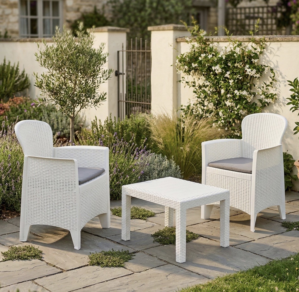 Set salotto da esterno IPAE-PROGARDEN Akita bianco foto 3