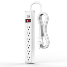 Power Strip Surge Protector, 6 Feet Extension Cord, 600 Joules Surge Protecti...