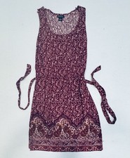 Lucky Brand Women M Red Bandana Print Sleeveless Shift Dress BoHo (LB032D1)