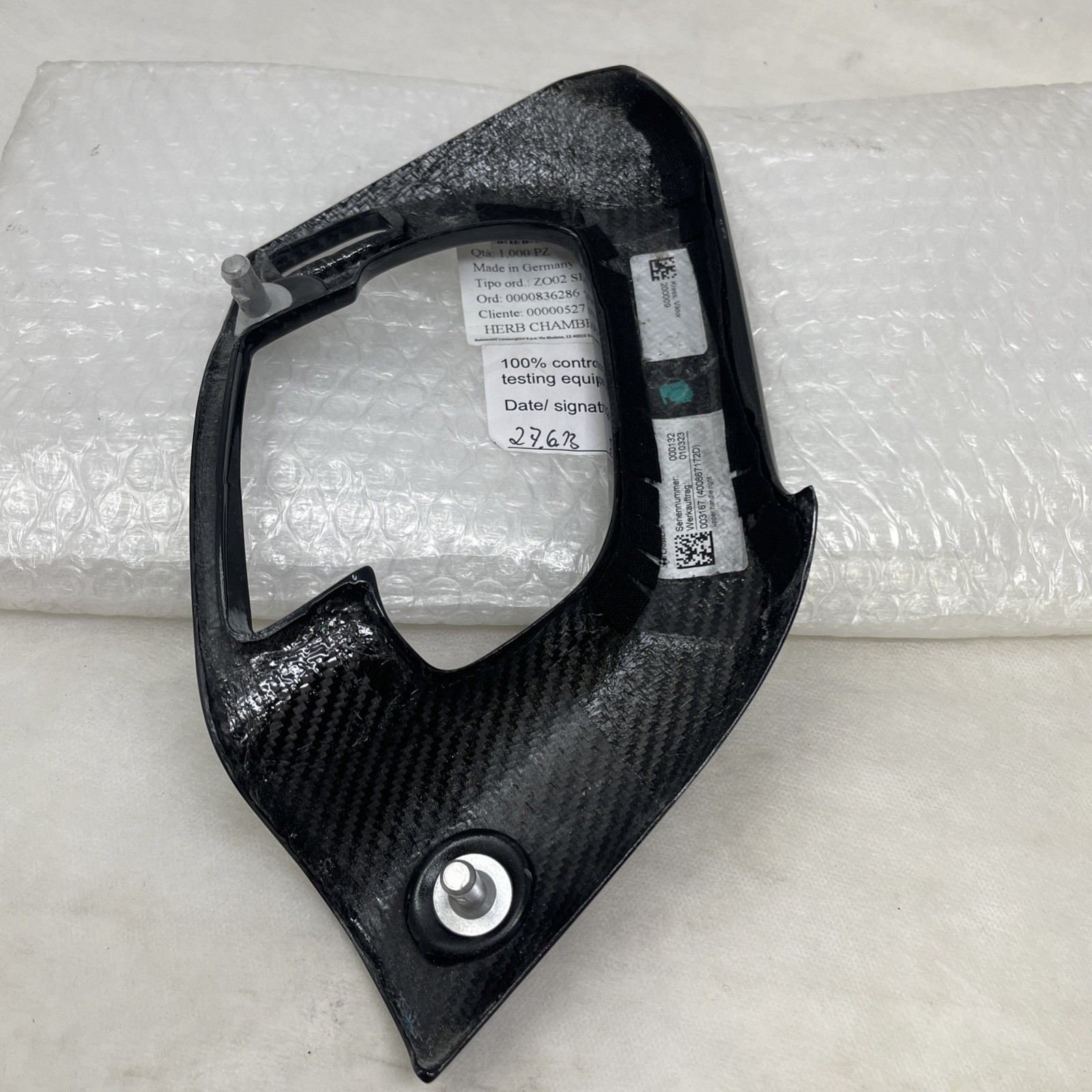 OEM LAMBORGHINI GALLARDO Carbon Fiber Right Door Upper Pull Handle, 400867172D