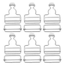 Overall Buckles, 6 Sets Metal Suspender Replacement Buckles 35mm, Silver Tone