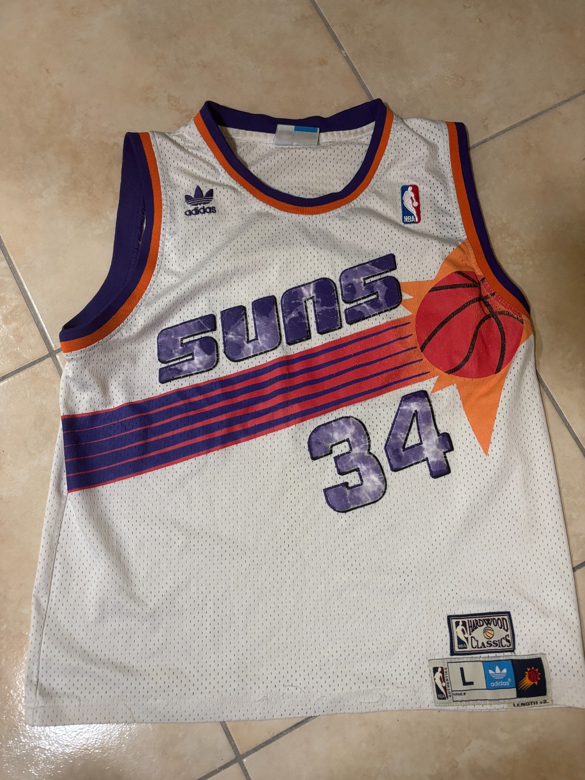 Vintage 90s Charles Barkley phoenix suns aiddias jersey 34 mens L rare