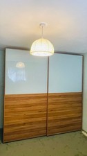 Nolte Luxury German Sliding Door Double Wardrobe Glass and Dark Oak