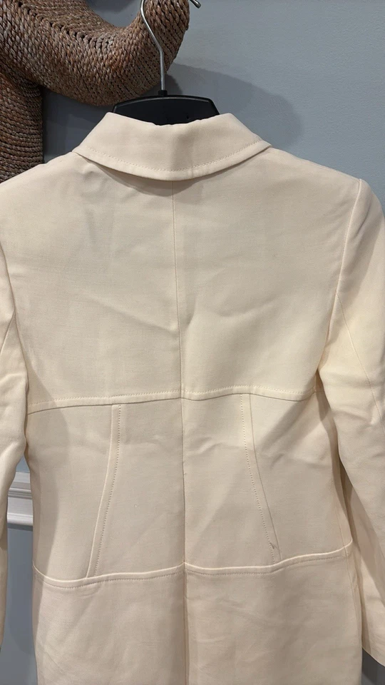 Chaqueta Blazer Karen Millen Crema Talla 10 Botón Frontal Cremallera Trasera Foto 4 de 4