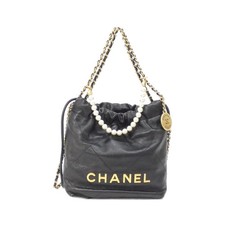 Chanel Chanel 22 Line Calf Shoulder Bag Women Black One Size