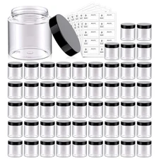 50 Pack 4 OZ Clear Plastic Jars with Black Lids for Lotion, Cream, Makeup