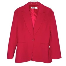 Zara L Womens Tailored Blazer Jacket Limited Edition Fuchsia Pink One Button