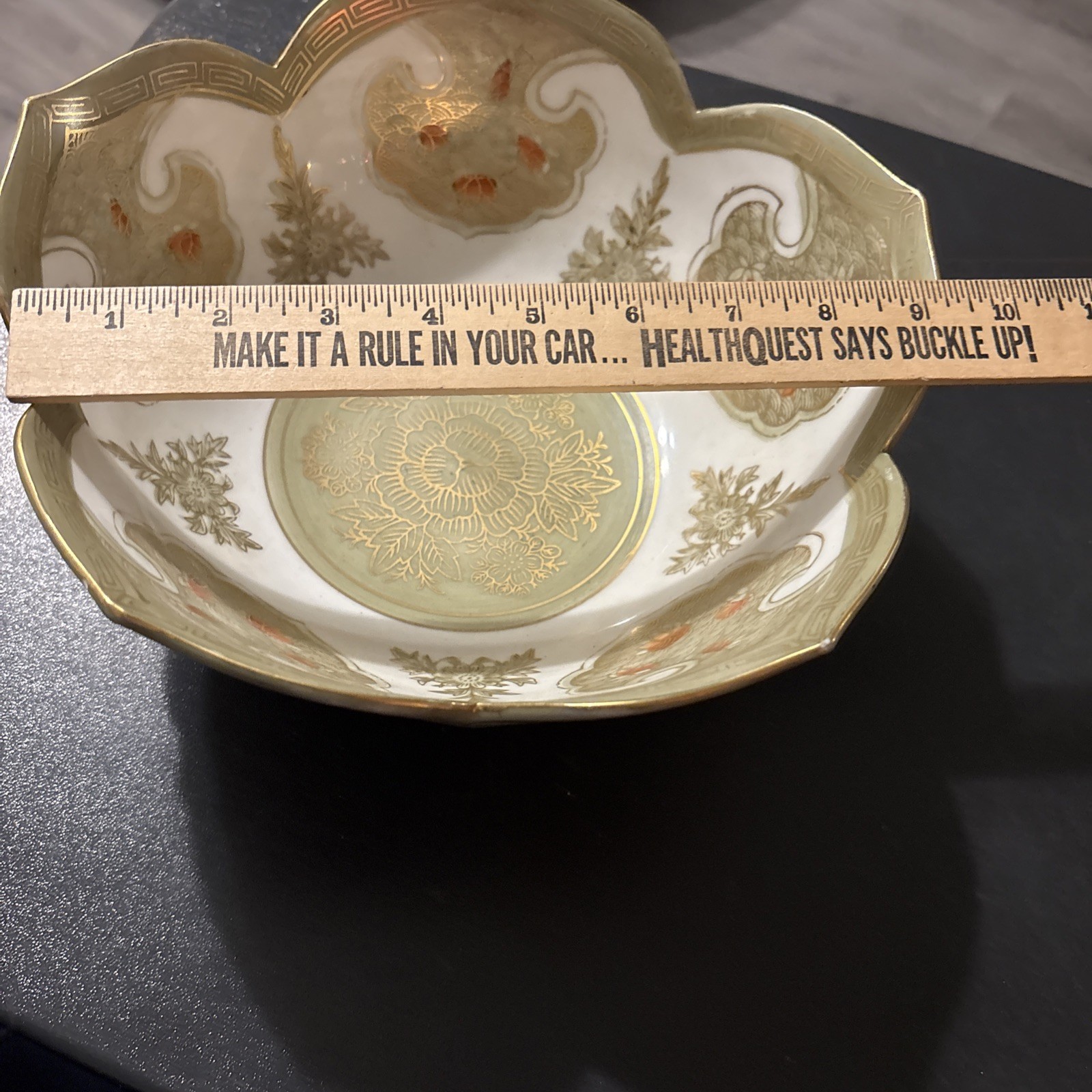 Andrea by Sadek Chinoiserie Greek Key Ceramic Bowl 10”