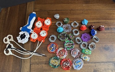 Beyblade Burst Lot Launchers Tops Parts Over 30 Pieces Hasbro Takara Mixed