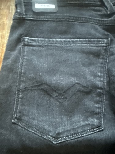 REPLAY Anbass Slim Power Stretch Denim Jeans - Black Power - W30 L32 Neu mit Etikett - Bild 6 von 15
