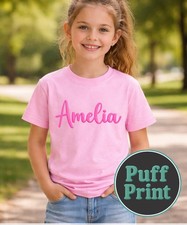 Youth Custom Puff Print T-Shirt Custom Kids Name Slogan Graphic Tee