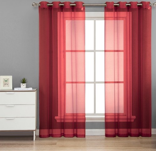 2PC GROMMET SOLID VOILE SHEER PANEL WINDOW CURTAIN TREATMENT DRAPE NEW DECOR - Picture 5 of 28