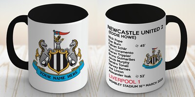 Newcastle United, League Cup, Carabao Cup, PERSONALISIERT, Teamaufstellung GESCHENK Tasse 