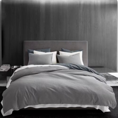 VERA WANG Waffle Pique King Duvet Cover Set, Grey, NWT