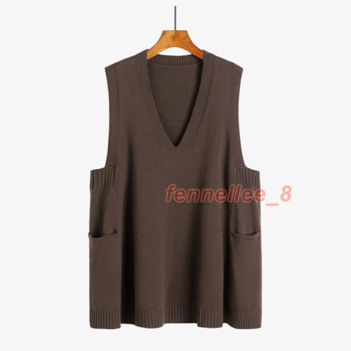 Lady Knitted Waistcoat Gilet Crochet Sleeveless Sweater Vest Pullover Top Casual - Foto 17 di 30