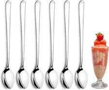 1-10x Tea Spoon Long Handle Teaspoons Coffee Ice-cream Cutlery Stainless Steel