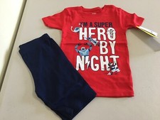 New Carter's Boys Robot Pajama set Snug Fit Short Sleeve Shorts Red Navy Blue