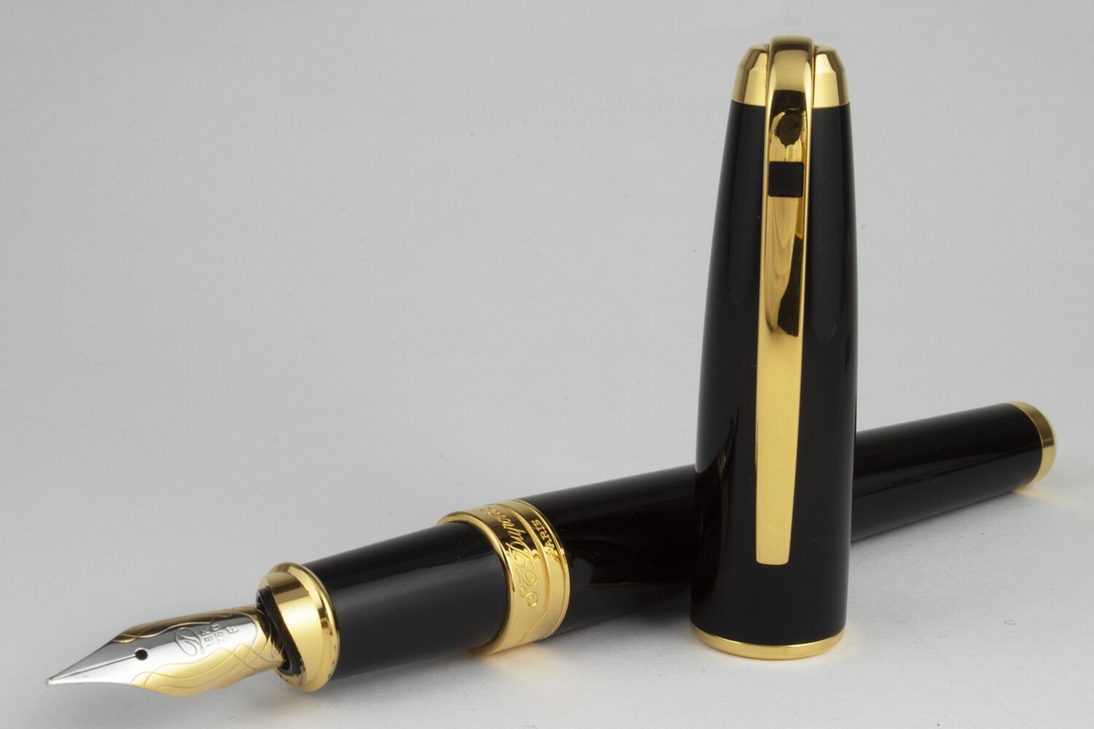 S.T. DuPont Black and Gold Olympio Fountain Pen | eBay