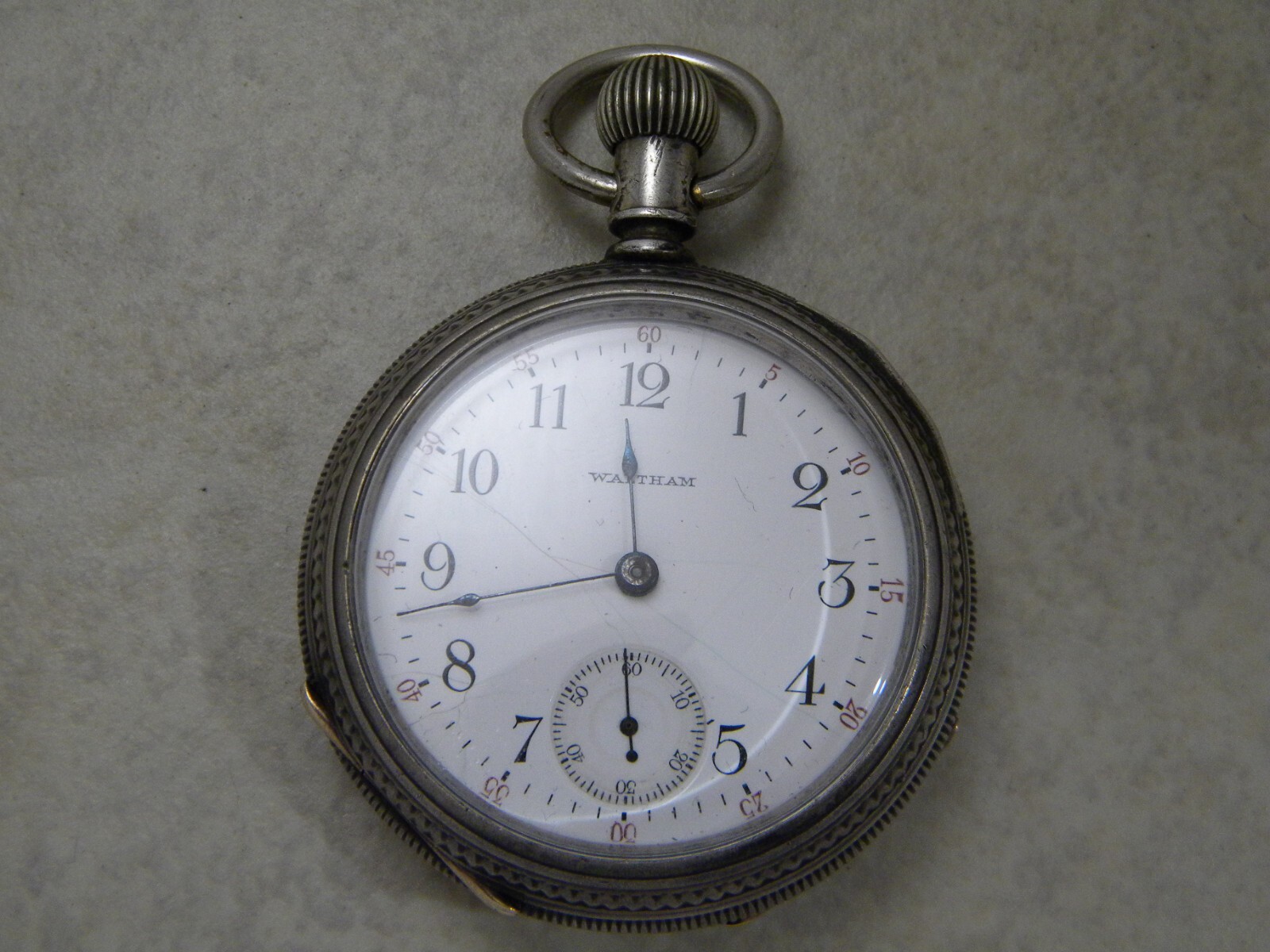 Waltham- 4764346- Coin Silver- Model 1883- 18s- 7j- Openface- Runs- Pocket Watch