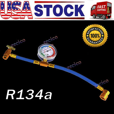 Car Auto Air Conditioning Refrigerant Recharge Measuring Hose AC w/ Gauge US
