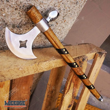 19" NATIVE AMERICAN TOMAHAWK Replica Axe PEACE PIPE with Functional Pipe Model 3