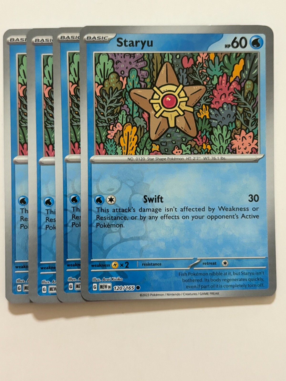 Pokemon Card 151 Reverse Holographic 4x Playset Staryu 120/165 Near Mint