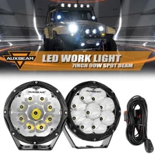 AUXBEAM Truck SUV Pair 7"inch 90W Round LED Work Light Spot Offroad Driving Pods