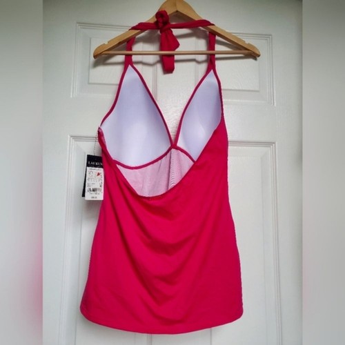 Lauren Ralph Lauren Pink Orchid Halter Swim Tankini Top Size 16 - Picture 3 of 6
