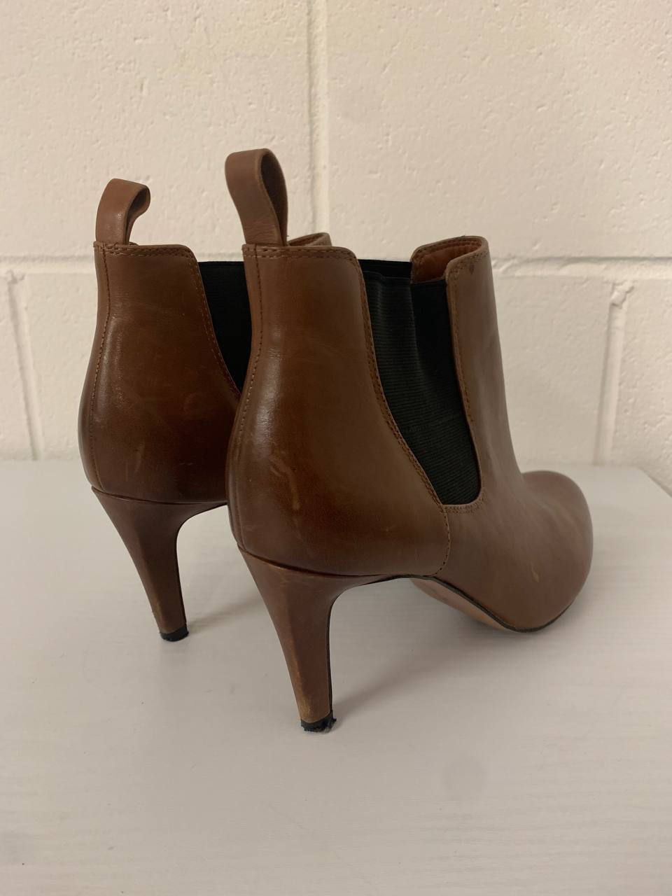 Clarks Somerset Boots Size 6.5 D Brown Leather Stiletto Ankle Boots Eur